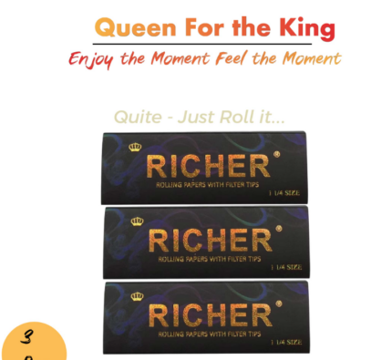 QFK (3Pcs) Richer Queen Size Rolling Paper For King Richer Queen Size Regular Rolling Papers -32 Sheets Per Box & 32 Filters Richer Paper With Filter Rolling papers with filter tips rolling paper richer