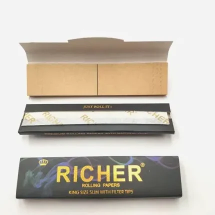 KFK (1Pcs) Richer King Size Rolling Paper For King Richer King Size Regular Rolling Papers -32 Sheets Per Box & 32 Filters Richer Paper With Filter Rolling papers with filter tips rolling paper richer