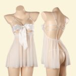 QFast H02 Comfortable Women Night Dress Honn-eymoon Sleepwear Nighty Soft Nylon Women And Girls Nightdress Nightgown Sleepwear Night Dress Nightie Babydoll Chemise Sleep Wear Nighty Sleep Shirt Ladies Lingerie Robe Hot Night Gown Elegant Lace Detail Sheer - Image 3