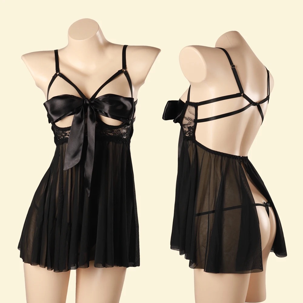 main-image-7 QFast H02 Comfortable Women Night Dress Honn-eymoon Sleepwear Nighty Soft Nylon Women And Girls Nightdress Nightgown Sleepwear Night Dress Nightie Babydoll Chemise Sleep Wear Nighty Sleep Shirt Ladies Lingerie Robe Hot Night Gown Elegant Lace Detail Sheer - Image 1