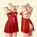 QFast H02 Comfortable Women Night Dress Honn-eymoon Sleepwear Nighty Soft Nylon Women And Girls Nightdress Nightgown Sleepwear Night Dress Nightie Babydoll Chemise Sleep Wear Nighty Sleep Shirt Ladies Lingerie Robe Hot Night Gown Elegant Lace Detail Sheer - Image 2